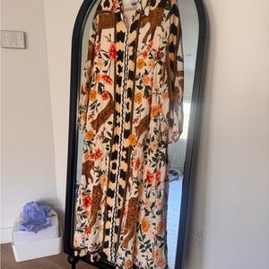 Farm Rio Multicolor Floral and Animal Print Long Sleeve Dress